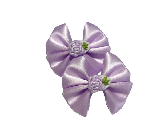 Lilac Satin Hair Bows Clips– Set of 2