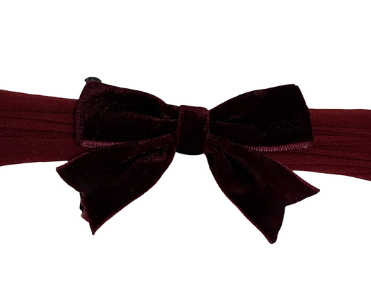 Velvet Bow Headband Set –  Toddler Hair Bows Burgundy Velvet
