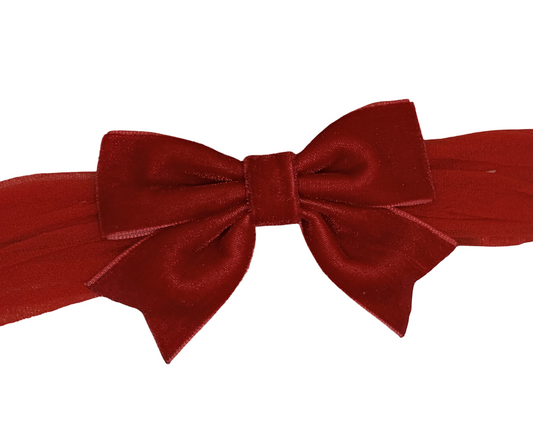 Velvet Bow Headband –  Toddler Hair Bows Red Velvet