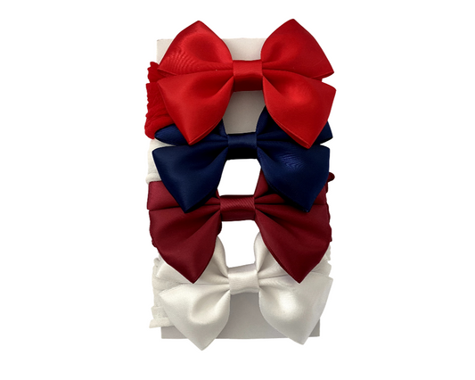 Christmas Hair Bow Baby Headbands – Red, White ,Navy And Burgundy Bows