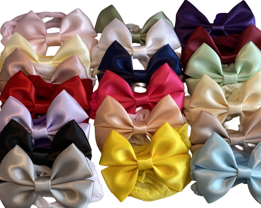 19 Bows Handmade Mixed Satin Hair Bows – Assorted Colors, Soft & Elegant