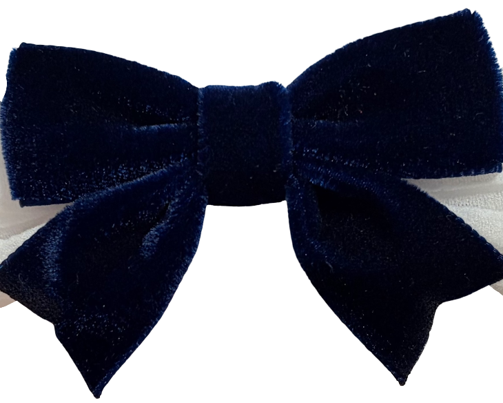 Navy blue bow on a white background