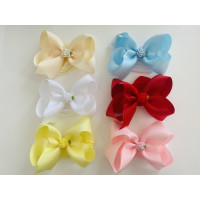 Set of 6/4 Inch Bow on Nylon Band With Rose