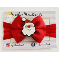 Red Bow With Santa on Red Band