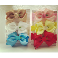 Set of 6/3 Inch Bow on Nylon Band With Rose