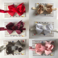 Set of 6 Baby Bow with Pom Pom On Frilly Band